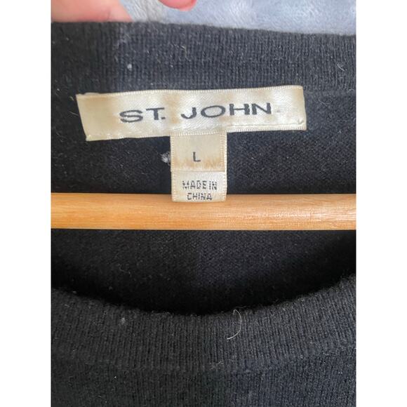 St. John Black Cashmere Sleeveless Pullover Top L Old Money Quiet Luxury Capsule - Picture 4 of 11